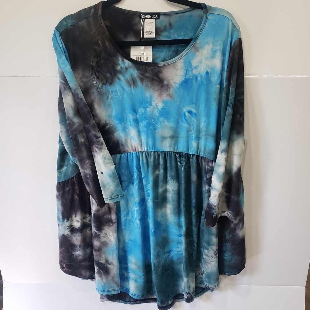 Boutique Brand 3/4 sleeve tye dye babydoll blouse